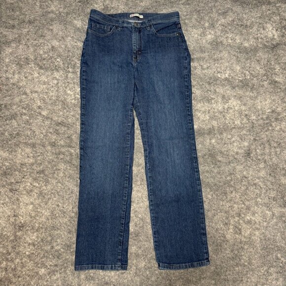 Lee Jeans Womens Size 8 Straight Dark Wash Classic Stretch Mid Rise 5 Pocket - Picture 1 of 10